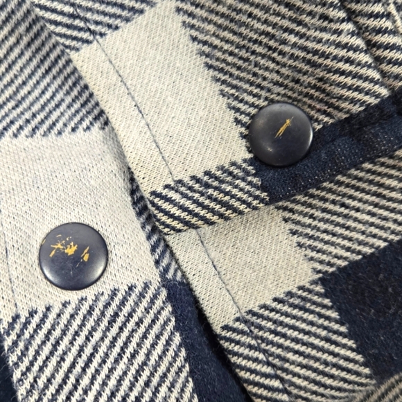 Lands End Mens Buffalo Check Blue and Gray Snap Buttoned Shirt - Picture 9 of 12